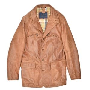 SALE ! Gorgeous Vintage Brooksfield Camel Color Leather Car / Field Coat *MINT